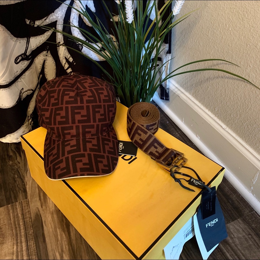Men fendi hat and wrap belt